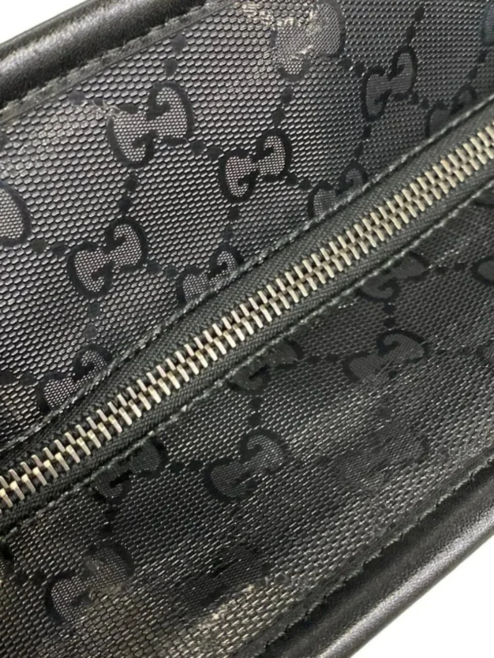 GUCCI Imprime 211137 Black PVC Leather Shoulder Bag - Picture 10 of 15